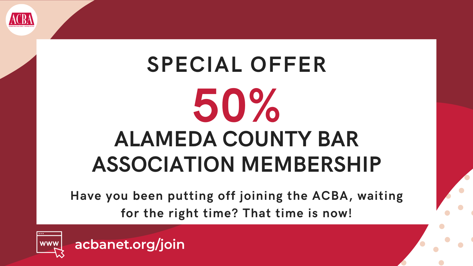 50% off ACBA membership for the rest of 2024