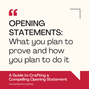 OPENING STATEMENTS: What you plan to prove and how you plan to do it